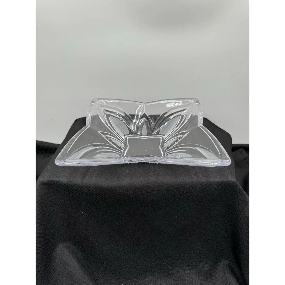 Beautiful Etched Crystal Dish Square Party Entertainment Bowl Compote Flower NEW